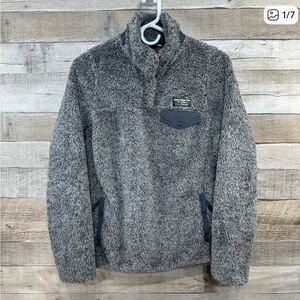 LL Bean Hi-Pile Fleece Pullover Grey Plush
1/4 Snap Mock Neck Womens XS